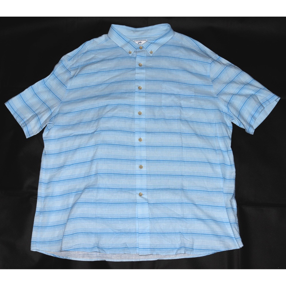 Southern Tide Men's Short Sleeve Button Down‎ Linen Rayon Blend Shirt Size 2XL